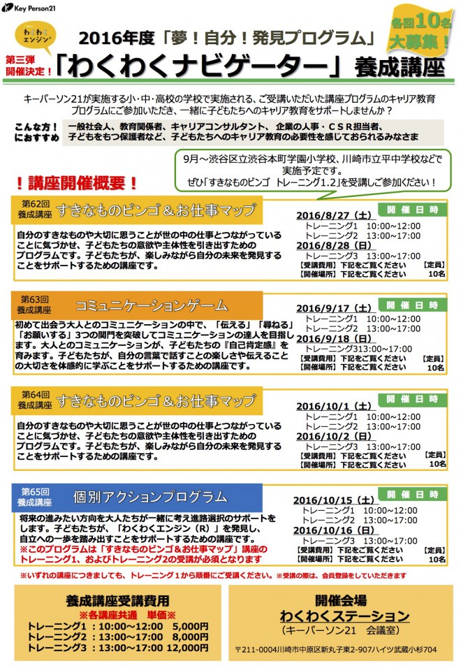 【2016年秋】わくナビ養成講座ご案内